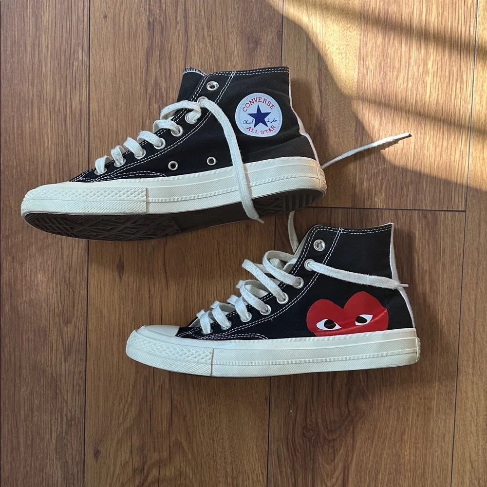 Converse x Comme des Garcons Black‎ and Red High-Top Sneakers - Picture 3 of 5